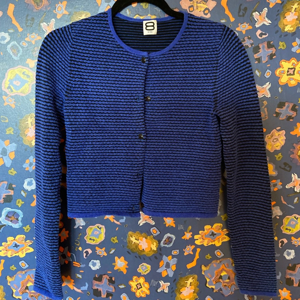 8 by YOOX blue striped cardigan